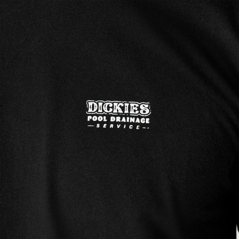 Men's Dickies Skateboarding Pool Drainage Graphic T-Shirt Black | 410876KQI