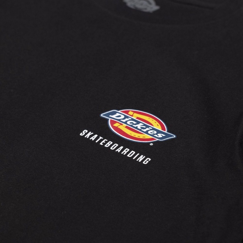 Men's Dickies Skateboarding Regular Fit Chest Logo T-Shirt Black | 068374KTE