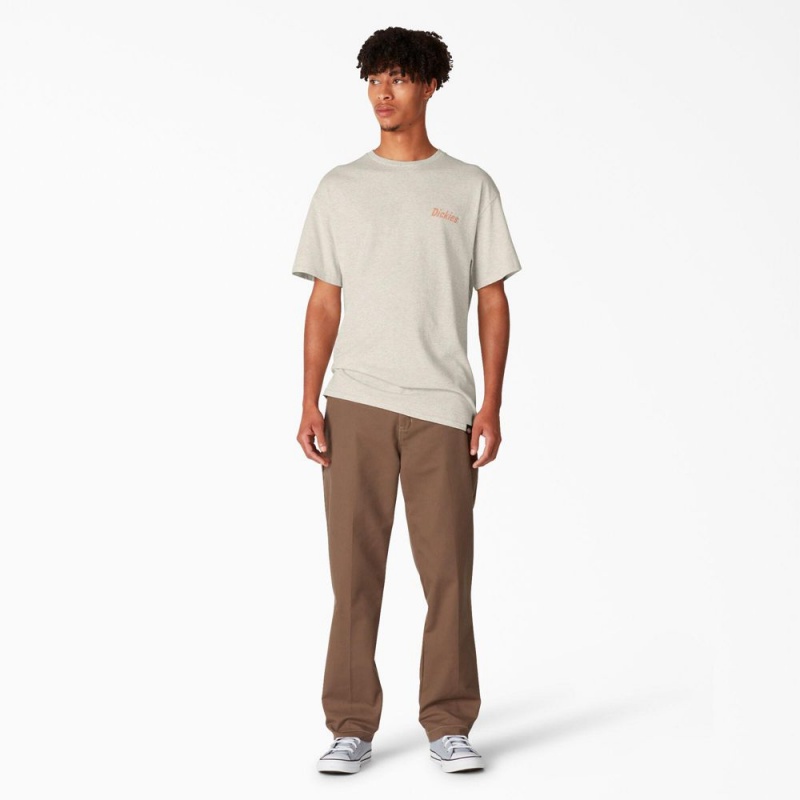 Men's Dickies Skateboarding Split Graphic T-Shirt Beige | 049251VRO