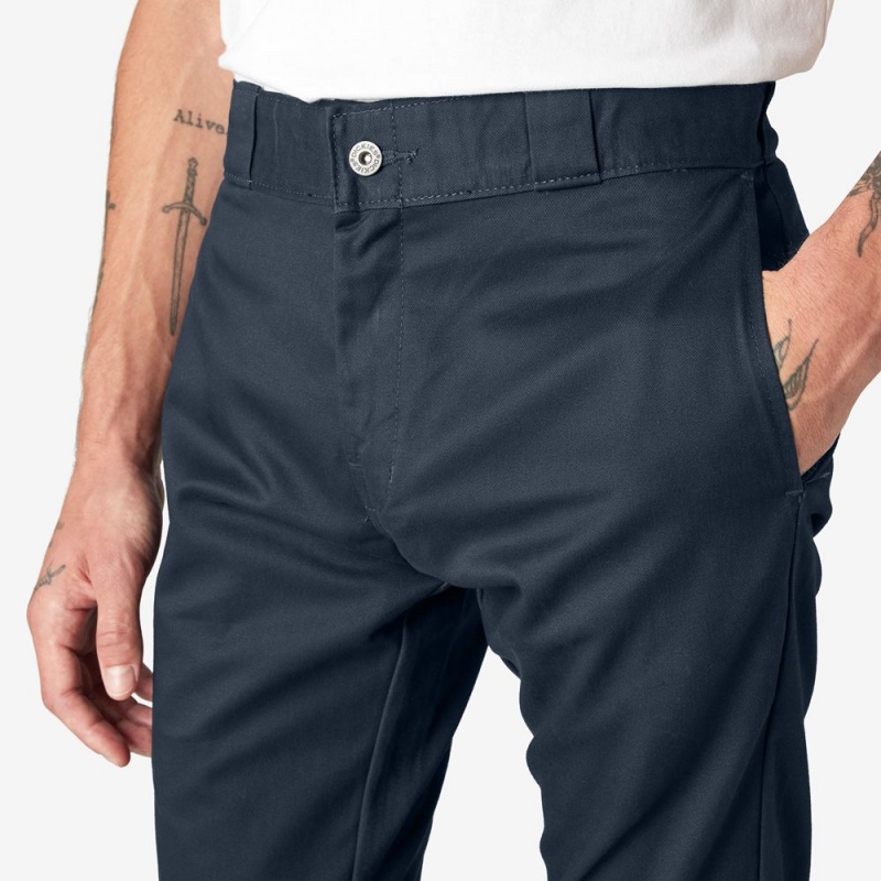 Men's Dickies Skinny Fit Double Knee Work Pants Navy | 256901ZYU