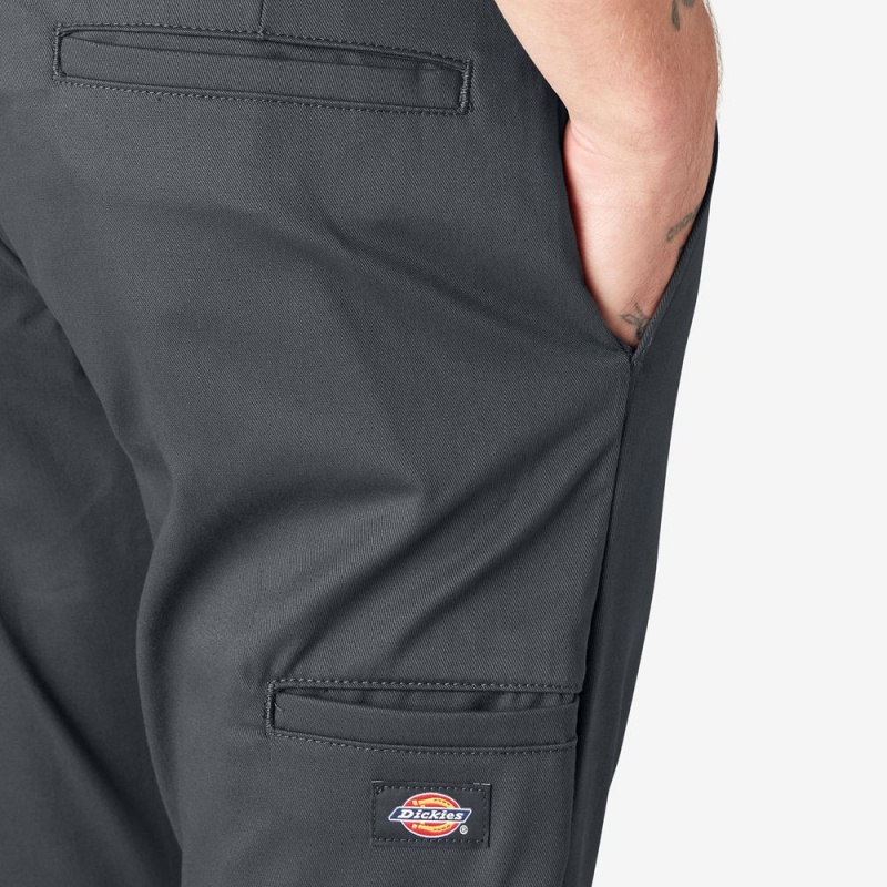 Men's Dickies Skinny Fit Double Knee Work Pants Grey | 087624SQN