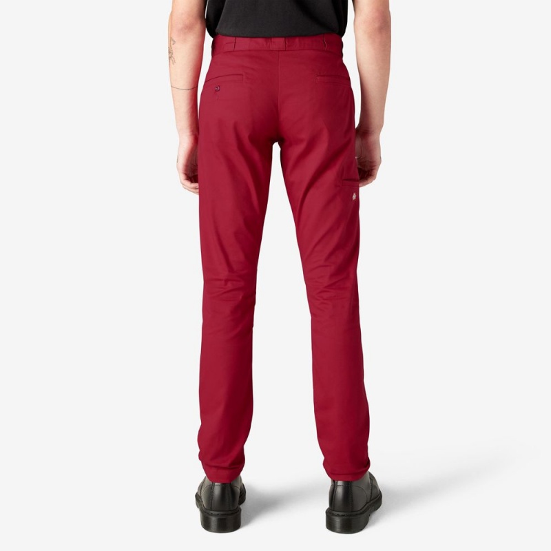 Men's Dickies Skinny Fit Double Knee Work Pants Red | 465831SZL