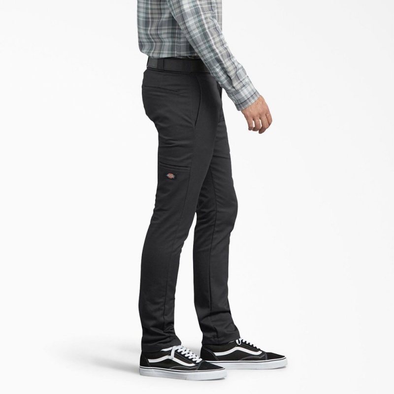 Men's Dickies Skinny Fit Work Pants Black | 491706PCL