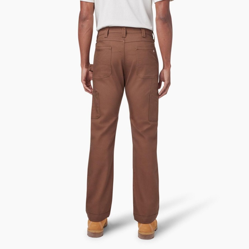 Men's Dickies Slim Fit Duck Canvas Double Knee Pants Brown | 417850KVU