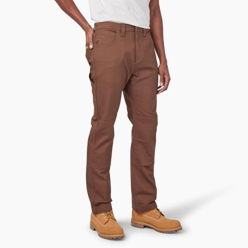 Men's Dickies Slim Fit Duck Canvas Double Knee Pants Brown | 417850KVU