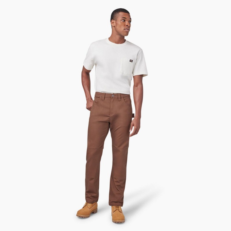 Men's Dickies Slim Fit Duck Canvas Double Knee Pants Brown | 417850KVU