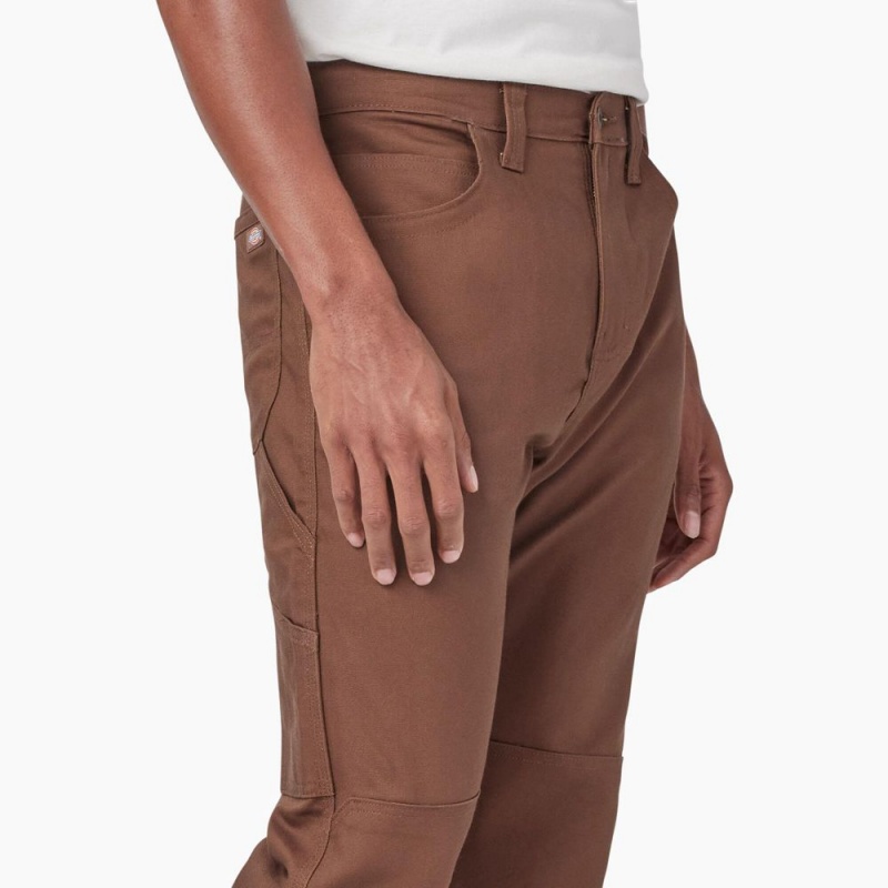 Men's Dickies Slim Fit Duck Canvas Double Knee Pants Brown | 417850KVU