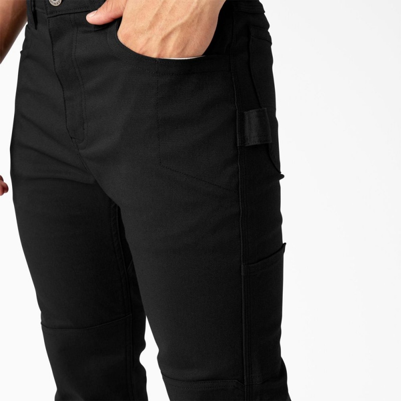 Men's Dickies Slim Fit Duck Canvas Double Knee Pants Black | 073269VBY