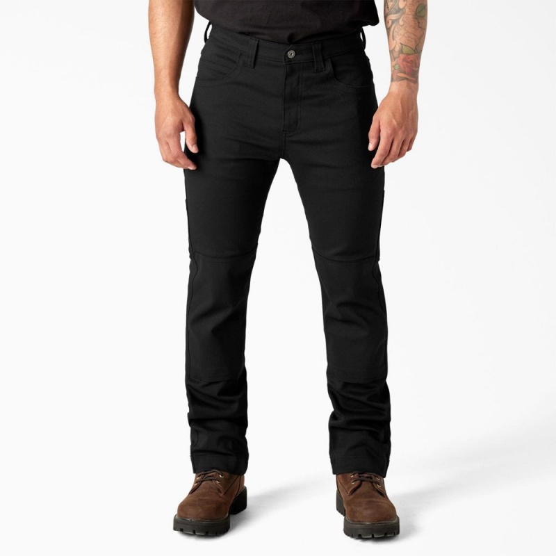 Men\'s Dickies Slim Fit Duck Canvas Double Knee Pants Black | 073269VBY