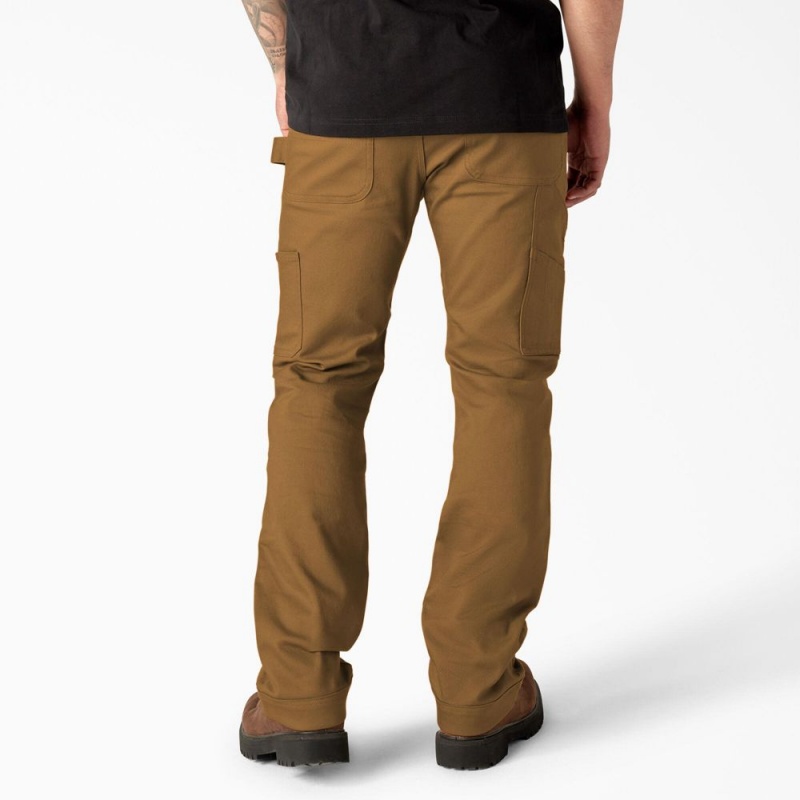 Men's Dickies Slim Fit Duck Canvas Double Knee Pants Brown | 216934ASO