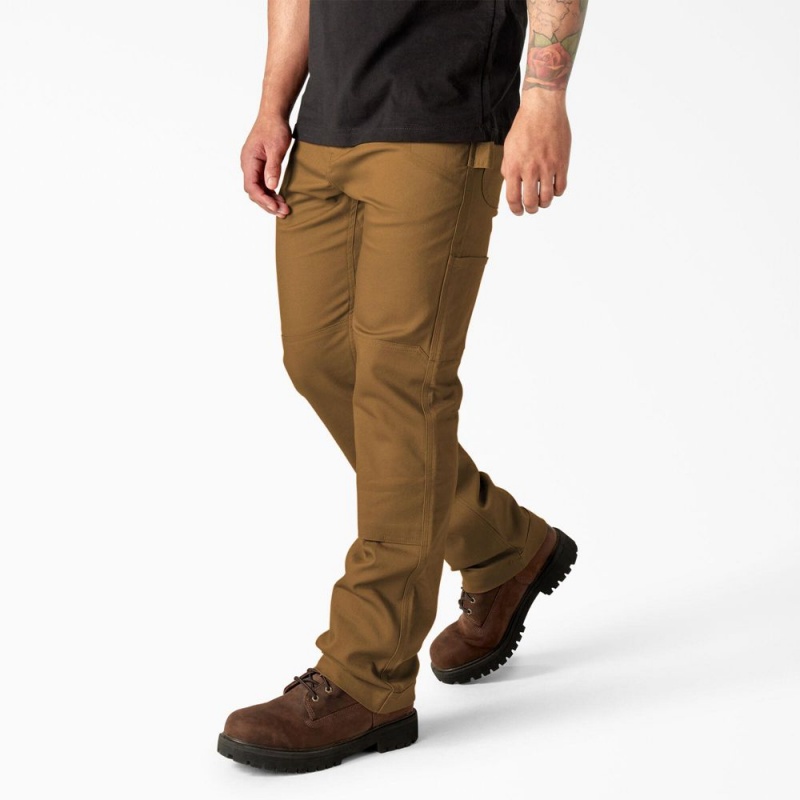 Men's Dickies Slim Fit Duck Canvas Double Knee Pants Brown | 216934ASO