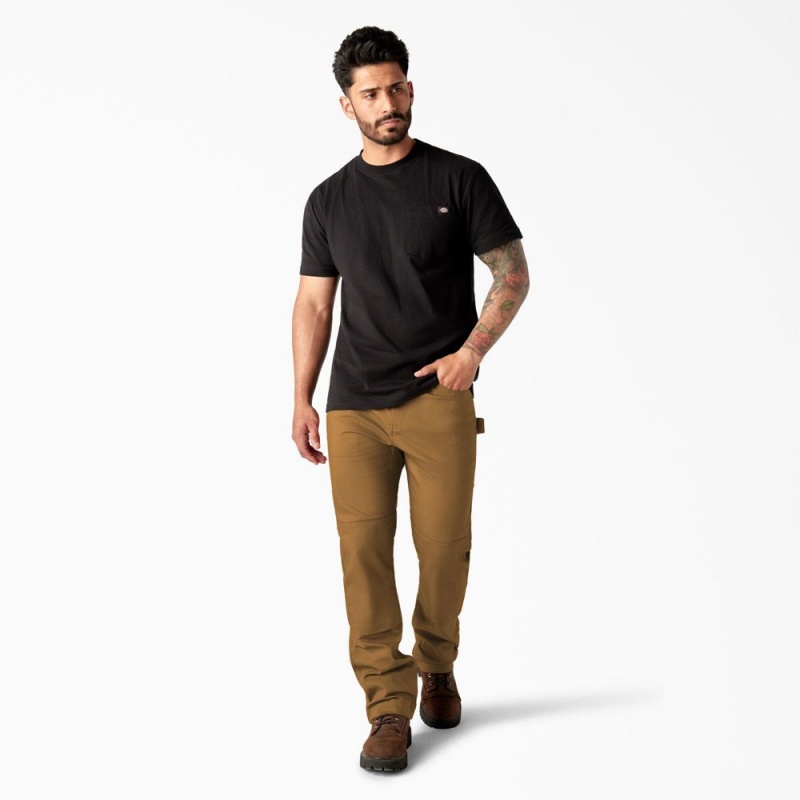 Men's Dickies Slim Fit Duck Canvas Double Knee Pants Brown | 216934ASO