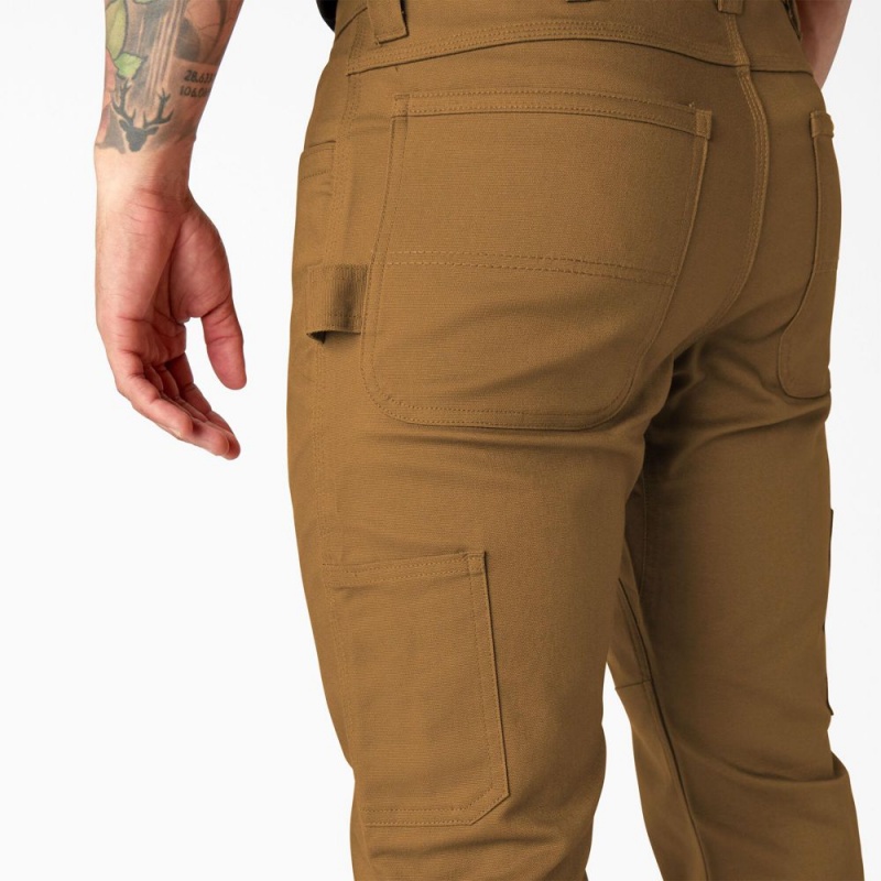 Men's Dickies Slim Fit Duck Canvas Double Knee Pants Brown | 216934ASO