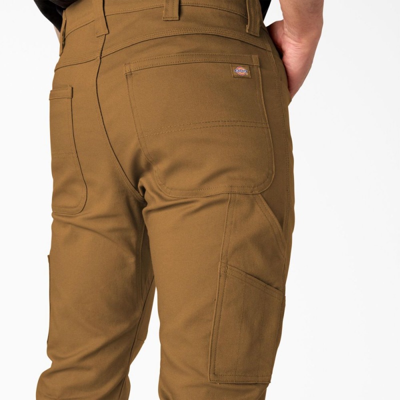 Men's Dickies Slim Fit Duck Canvas Double Knee Pants Brown | 216934ASO