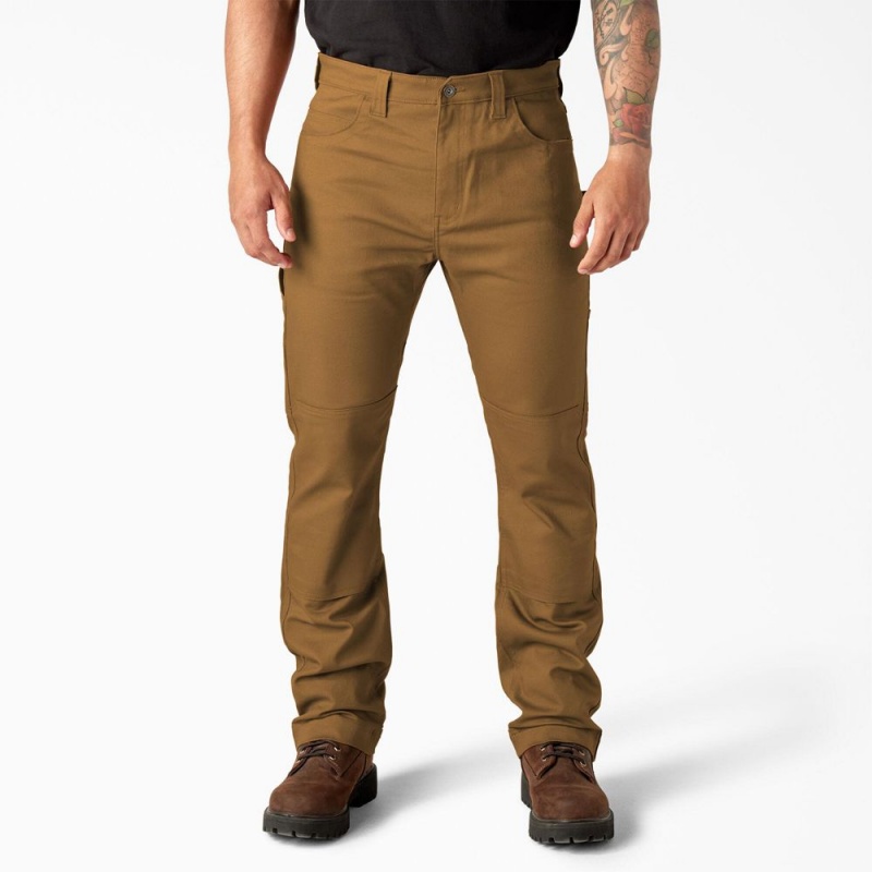 Men\'s Dickies Slim Fit Duck Canvas Double Knee Pants Brown | 216934ASO