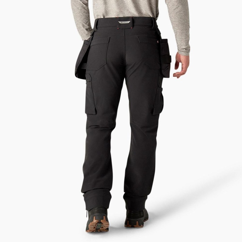 Men's Dickies Slim Fit Holster Double Knee Work Pants Black | 752603VET