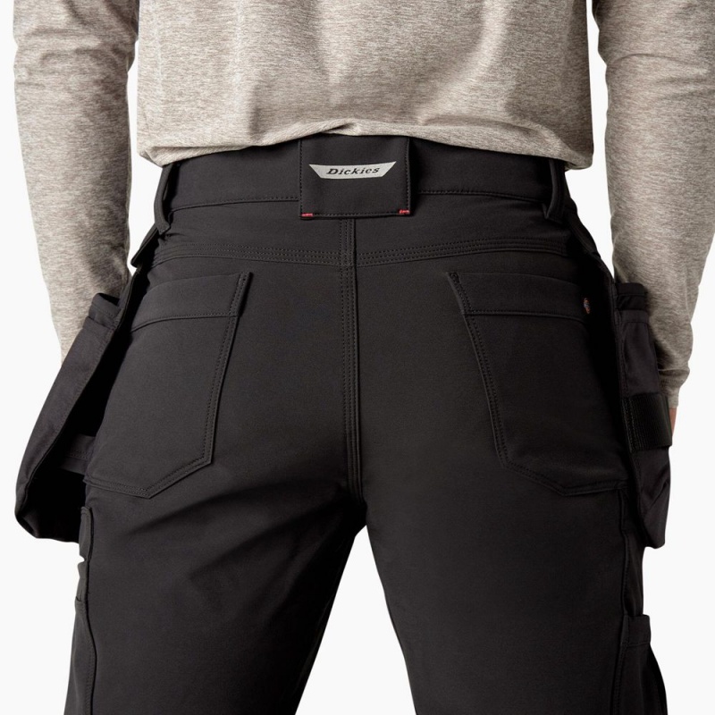 Men's Dickies Slim Fit Holster Double Knee Work Pants Black | 752603VET