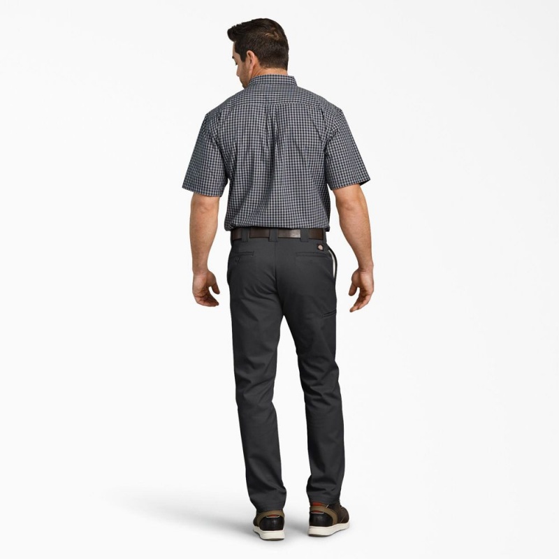 Men's Dickies Slim Fit Tapered Leg Multi-Use Pocket Work Pants Black | 032851UPQ