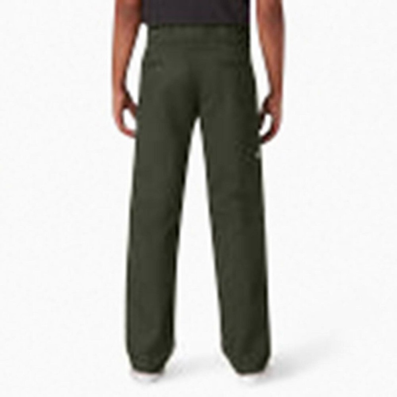 Men's Dickies Slim Straight Fit Double Knee Pants Green | 940167MZP