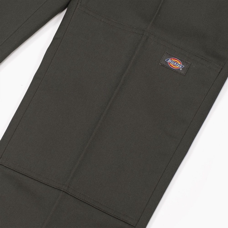 Men's Dickies Slim Straight Fit Double Knee Pants Green | 940167MZP