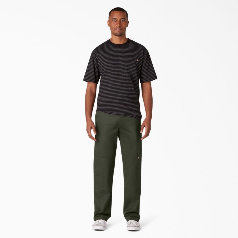 Men's Dickies Slim Straight Fit Double Knee Pants Green | 940167MZP