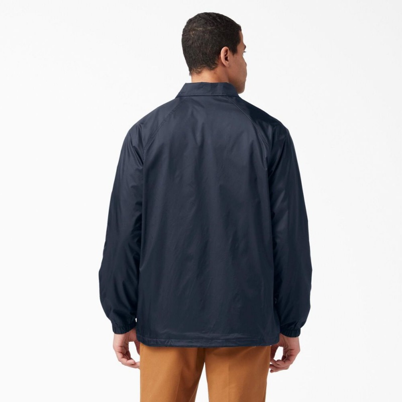 Men's Dickies Snap Front Jacket Navy | 728341MWS