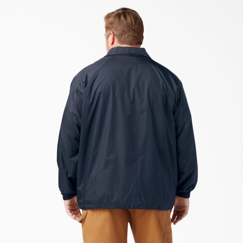 Men's Dickies Snap Front Jacket Navy | 728341MWS