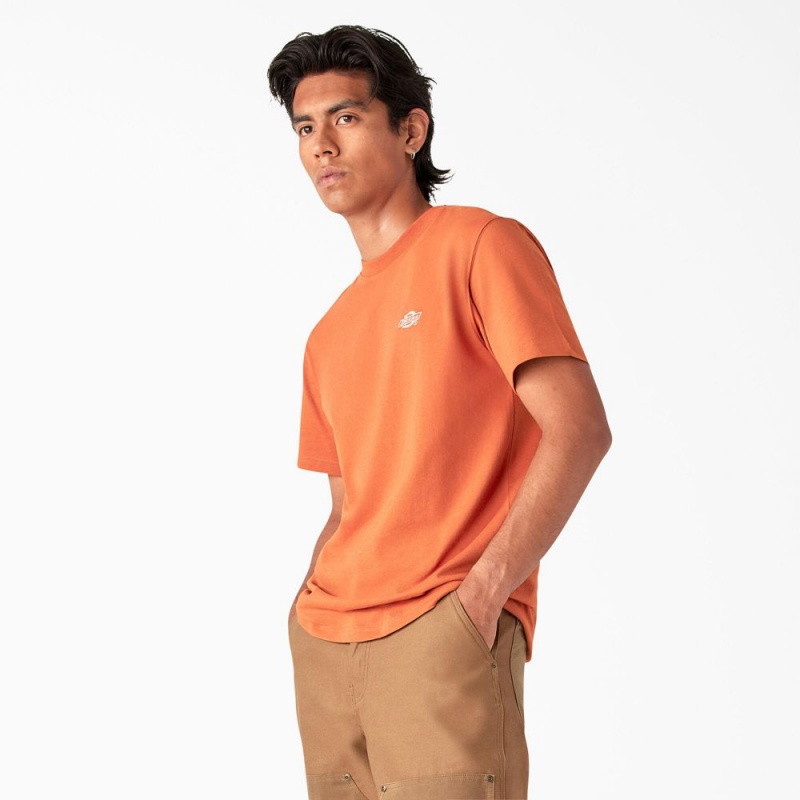 Men's Dickies Summerdale Short Sleeve T-Shirt Orange | 387695YVB