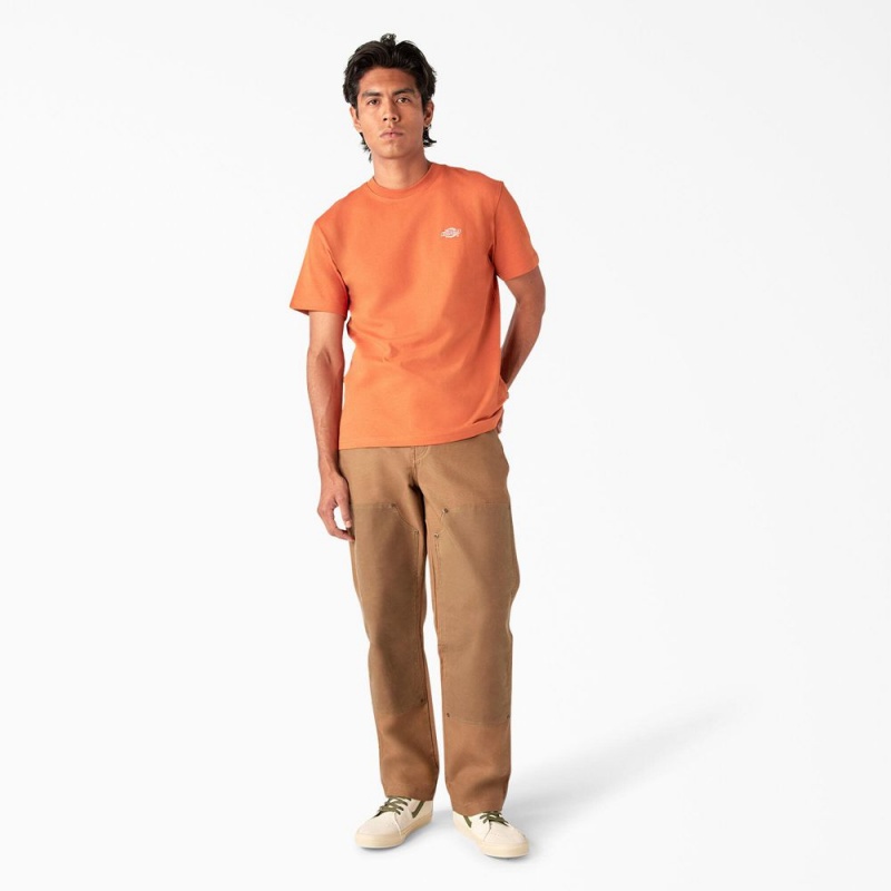 Men's Dickies Summerdale Short Sleeve T-Shirt Orange | 387695YVB