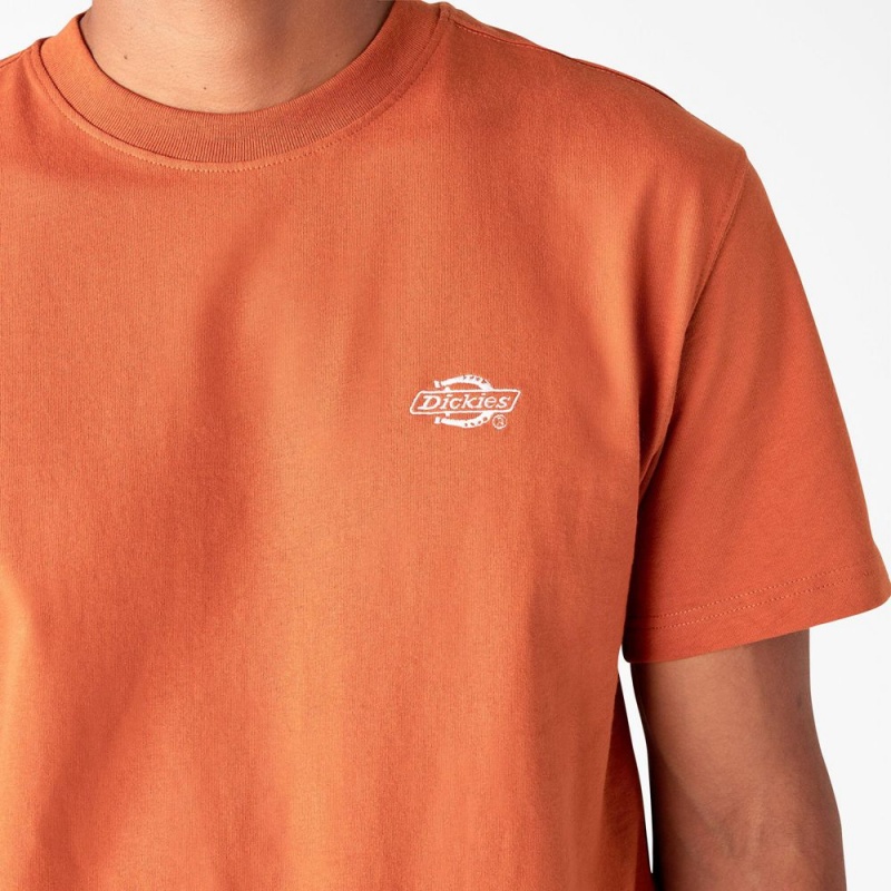 Men's Dickies Summerdale Short Sleeve T-Shirt Orange | 387695YVB