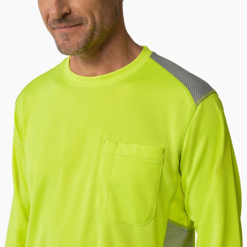 Men's Dickies Temp-iQ® 365 Long Sleeve Pocket T-Shirt Green | 562039BDS