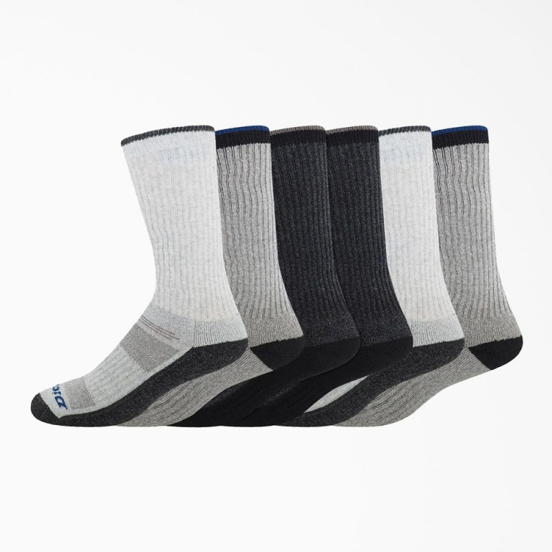 Men\'s Dickies The Navigator Crew 6-Pack Socks Grey | 478091AOV