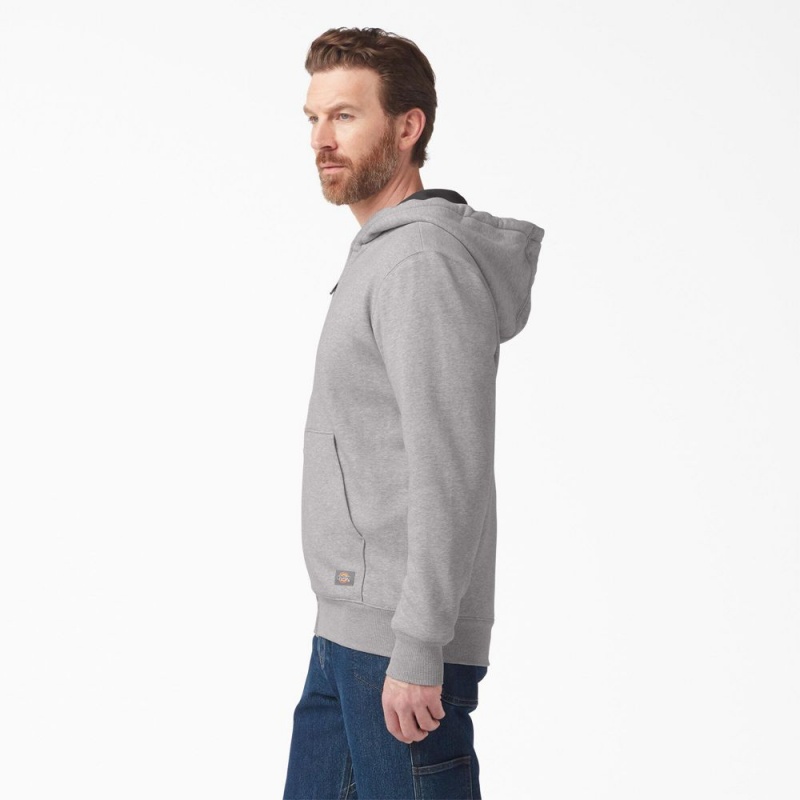 Men's Dickies Thermal Lined Full-Zip Fleece Hoodie Grey | 073261JWV