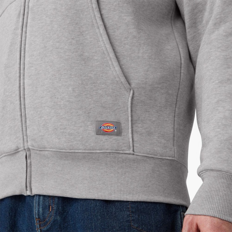 Men's Dickies Thermal Lined Full-Zip Fleece Hoodie Grey | 073261JWV