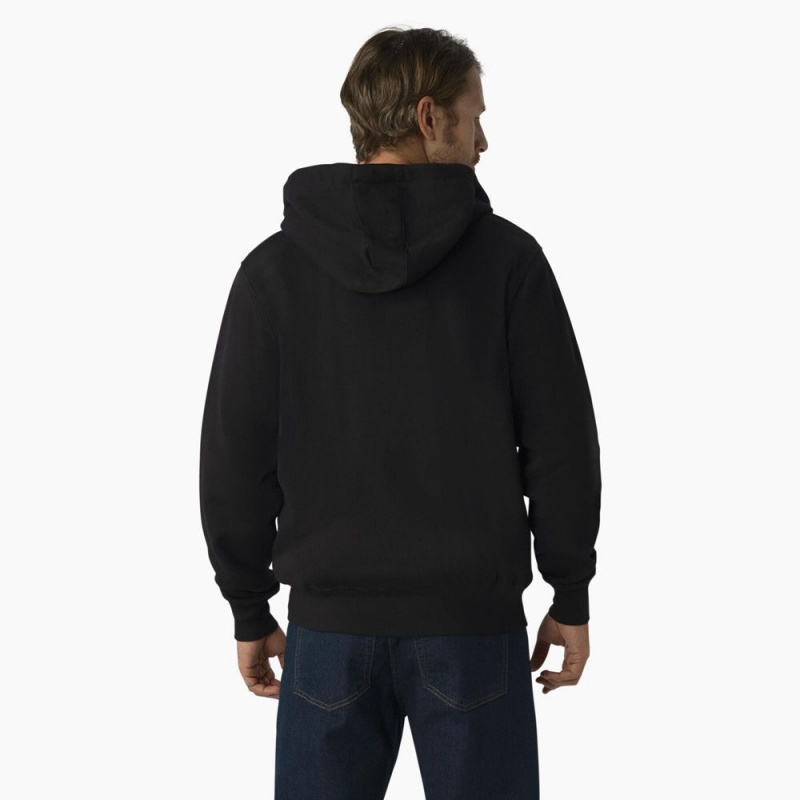 Men's Dickies Thermal Lined Full-Zip Fleece Hoodie Black | 538297SJD