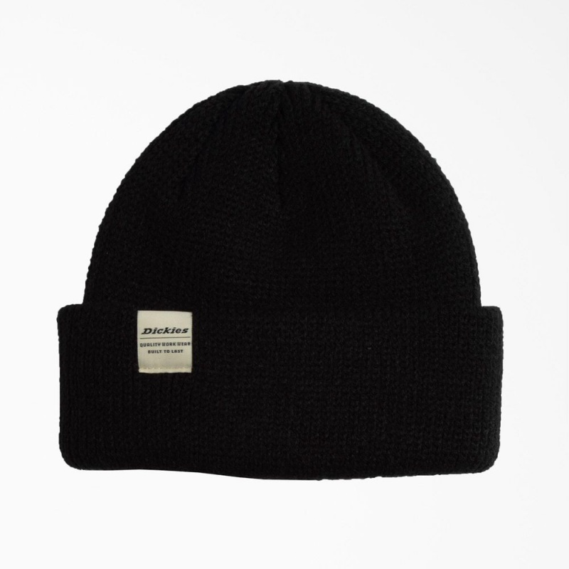 Men\'s Dickies Thick Knit Beanie Black | 370549RZB