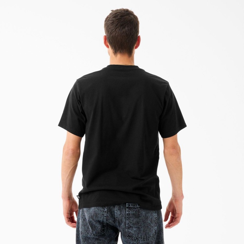 Men's Dickies Tom Knox Embroidery T-Shirt Black | 650413ARY