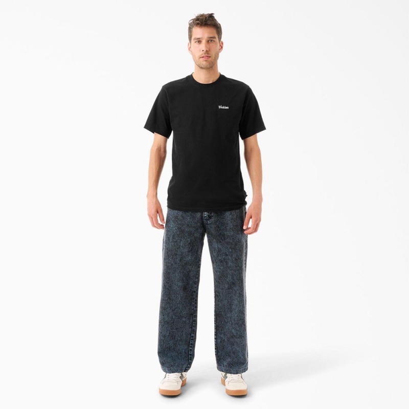 Men's Dickies Tom Knox Embroidery T-Shirt Black | 650413ARY