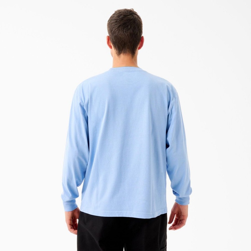 Men's Dickies Tom Knox Long Sleeve T-Shirt Blue | 519370IXF