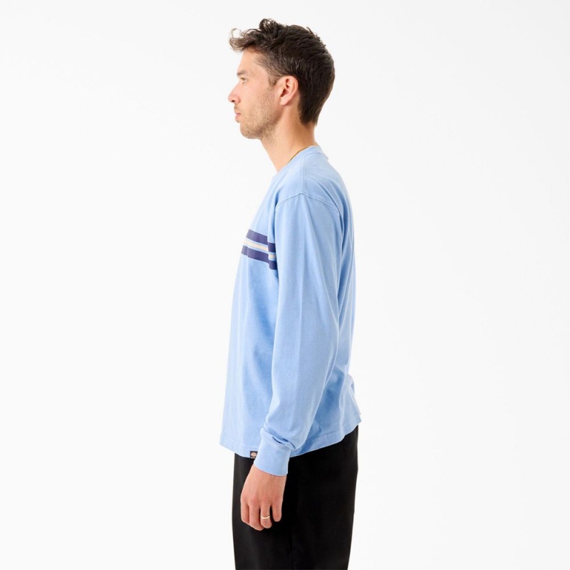 Men's Dickies Tom Knox Long Sleeve T-Shirt Blue | 519370IXF