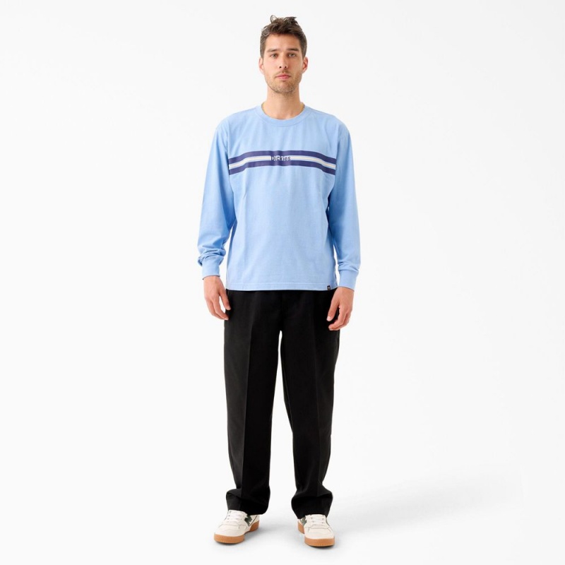 Men's Dickies Tom Knox Long Sleeve T-Shirt Blue | 519370IXF