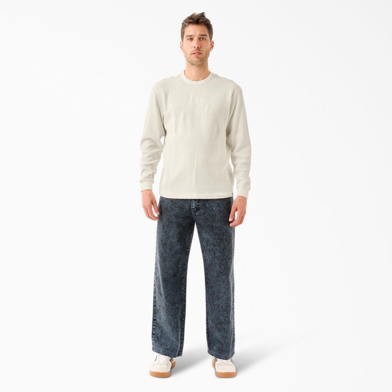 Men's Dickies Tom Knox Thermal Shirt White | 893641JPB