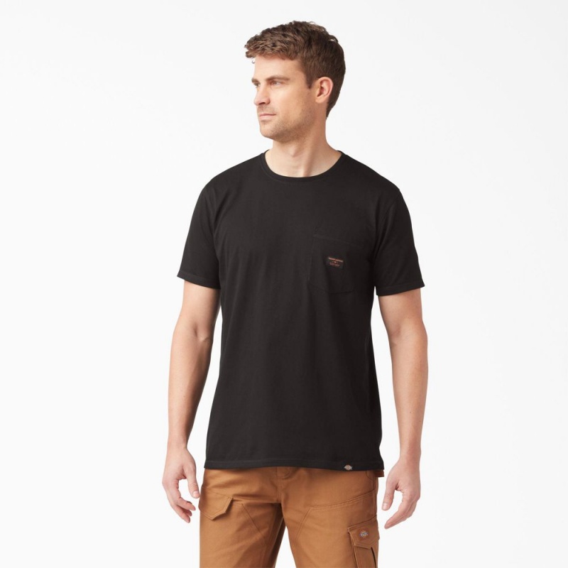 Men's Dickies Traeger x Pocket T-Shirt Black | 391874WZT