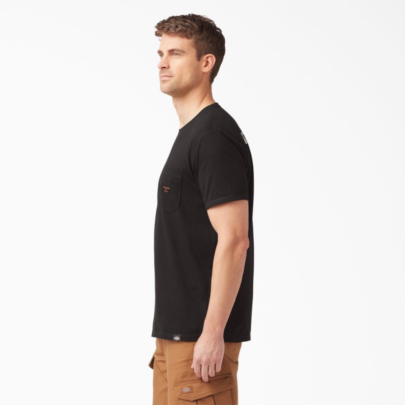 Men's Dickies Traeger x Pocket T-Shirt Black | 391874WZT