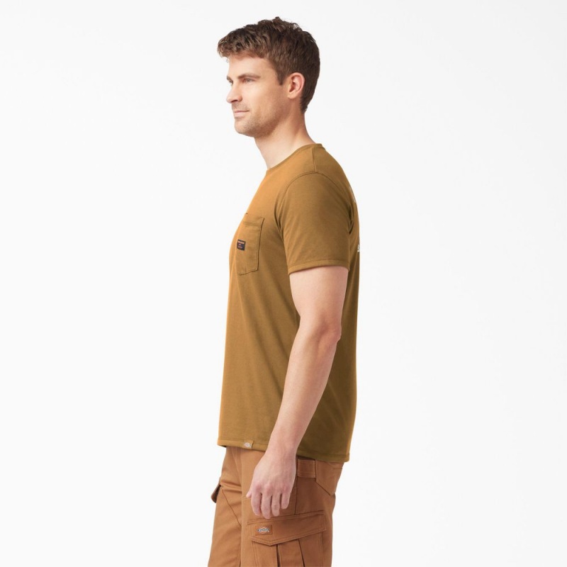 Men's Dickies Traeger x Pocket T-Shirt Brown | 859263FXL