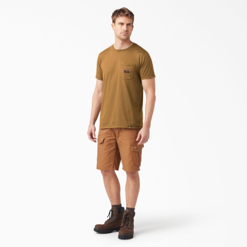 Men's Dickies Traeger x Pocket T-Shirt Brown | 859263FXL