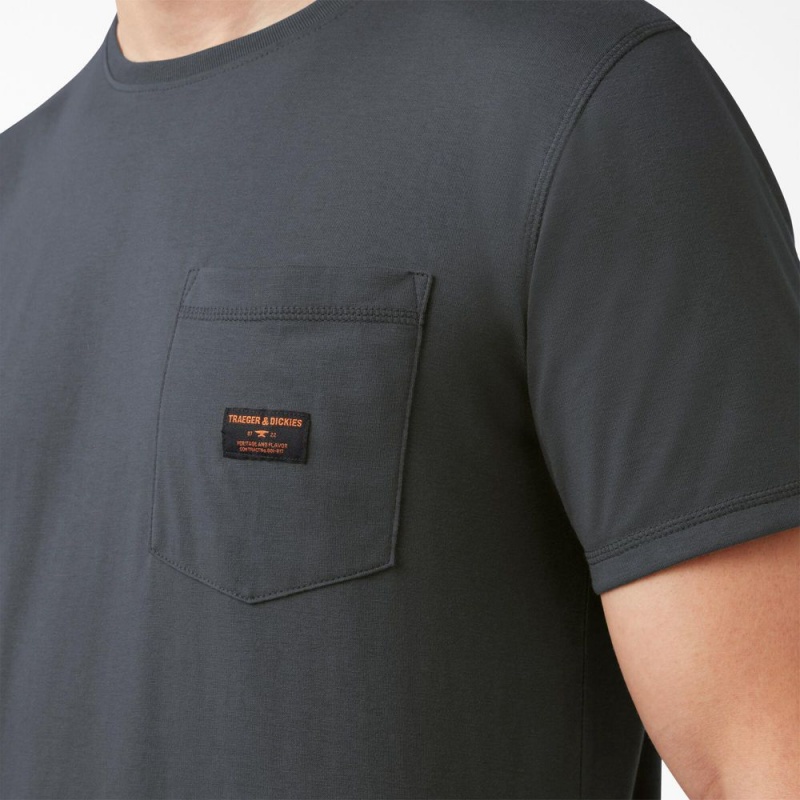 Men's Dickies Traeger x Pocket T-Shirt Grey | 571432JKR