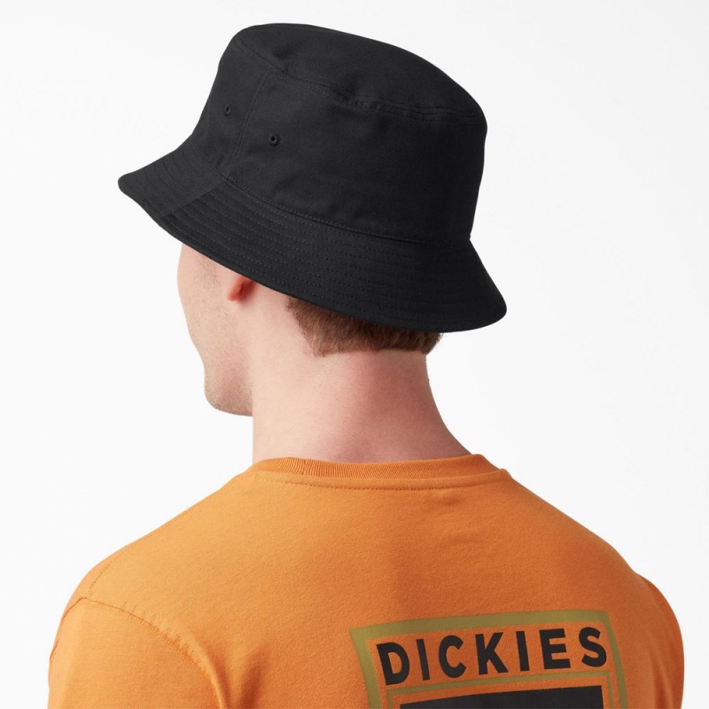 Men's Dickies Twill Bucket Hat Black | 860519PTY