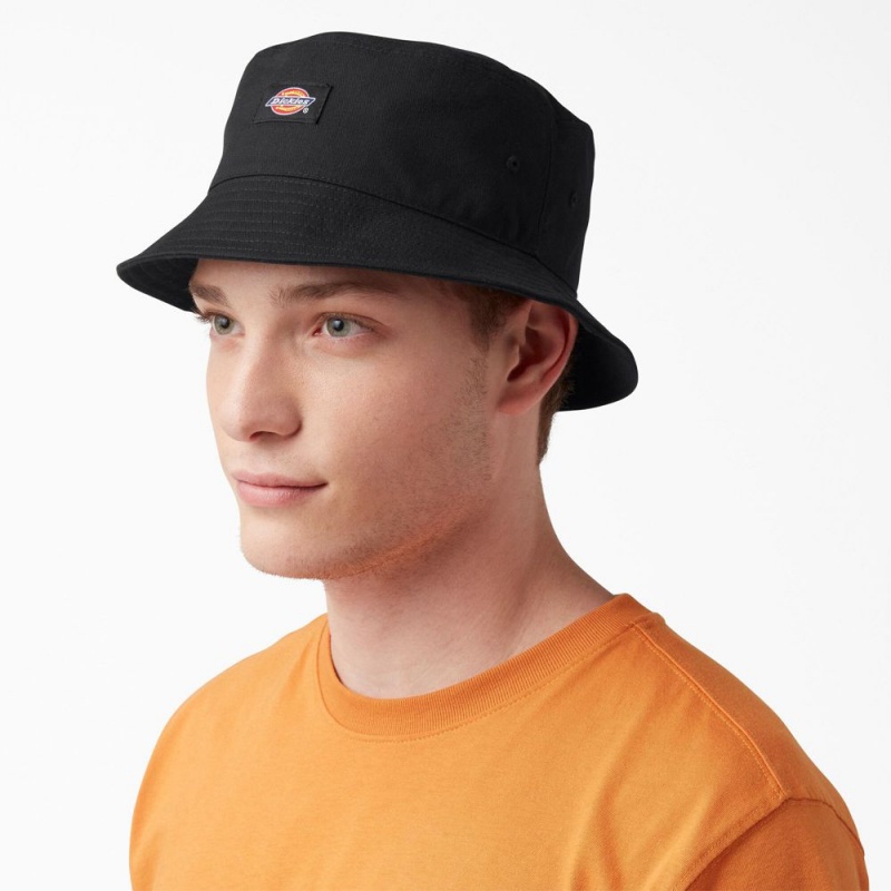 Men\'s Dickies Twill Bucket Hat Black | 860519PTY