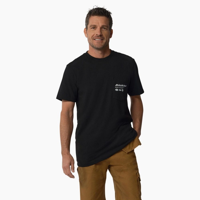 Men's Dickies United By Work Graphic Pocket T-Shirt Black | 963714TBW